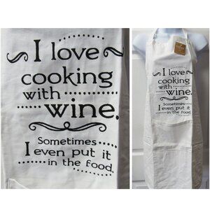 Inspirational Kitchen Apron Grilling Baking Cooking Funny Wine Print